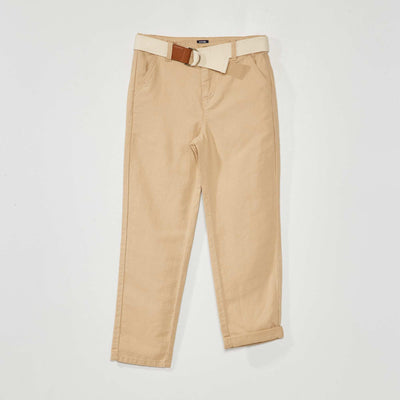 Pantalon chino + ceinture Beige