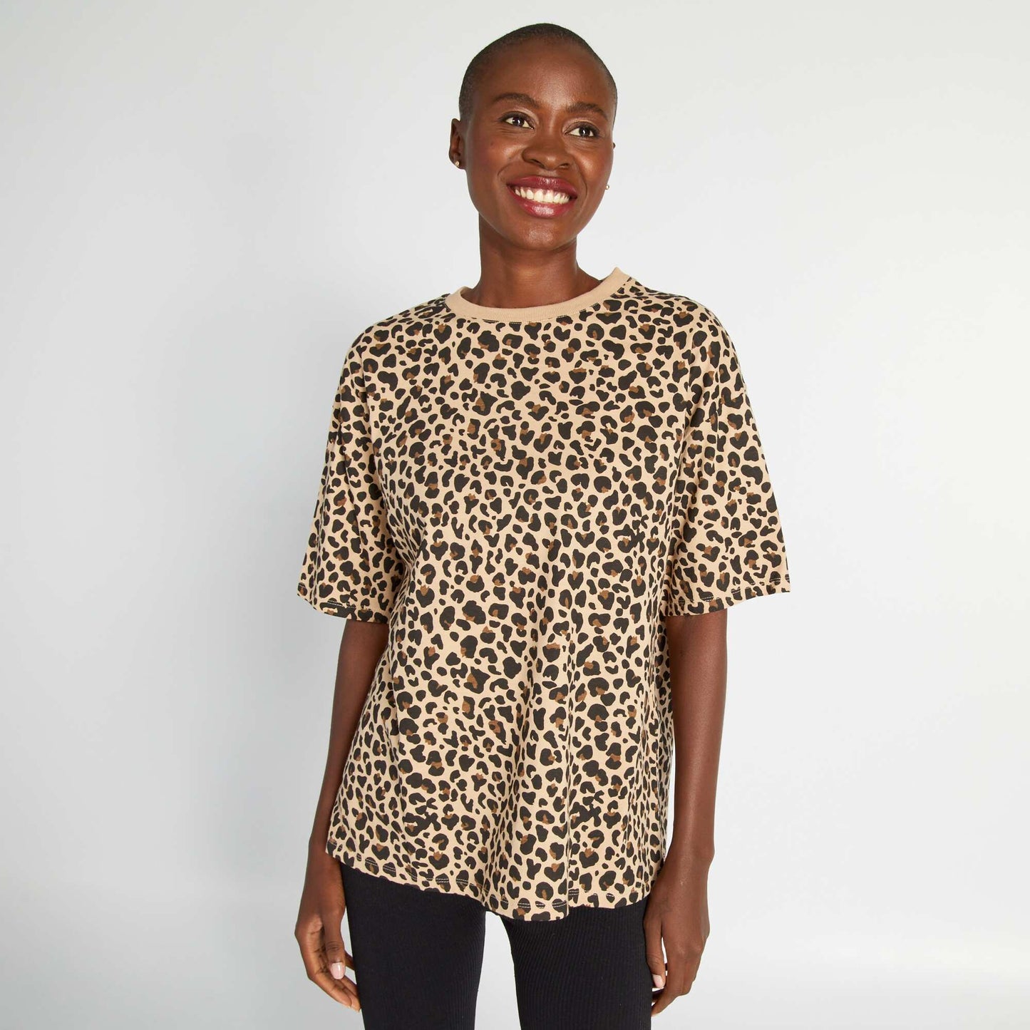 T-shirt léopard en coton léopard