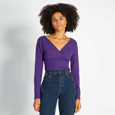 Body en maille côtelée Violet