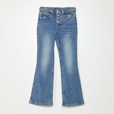 Pantalon flare avec ceinture stressée Bleu