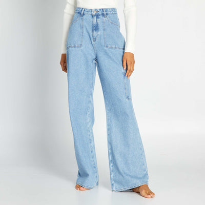 Pantalon wide leg avec poches plaquées Bleu