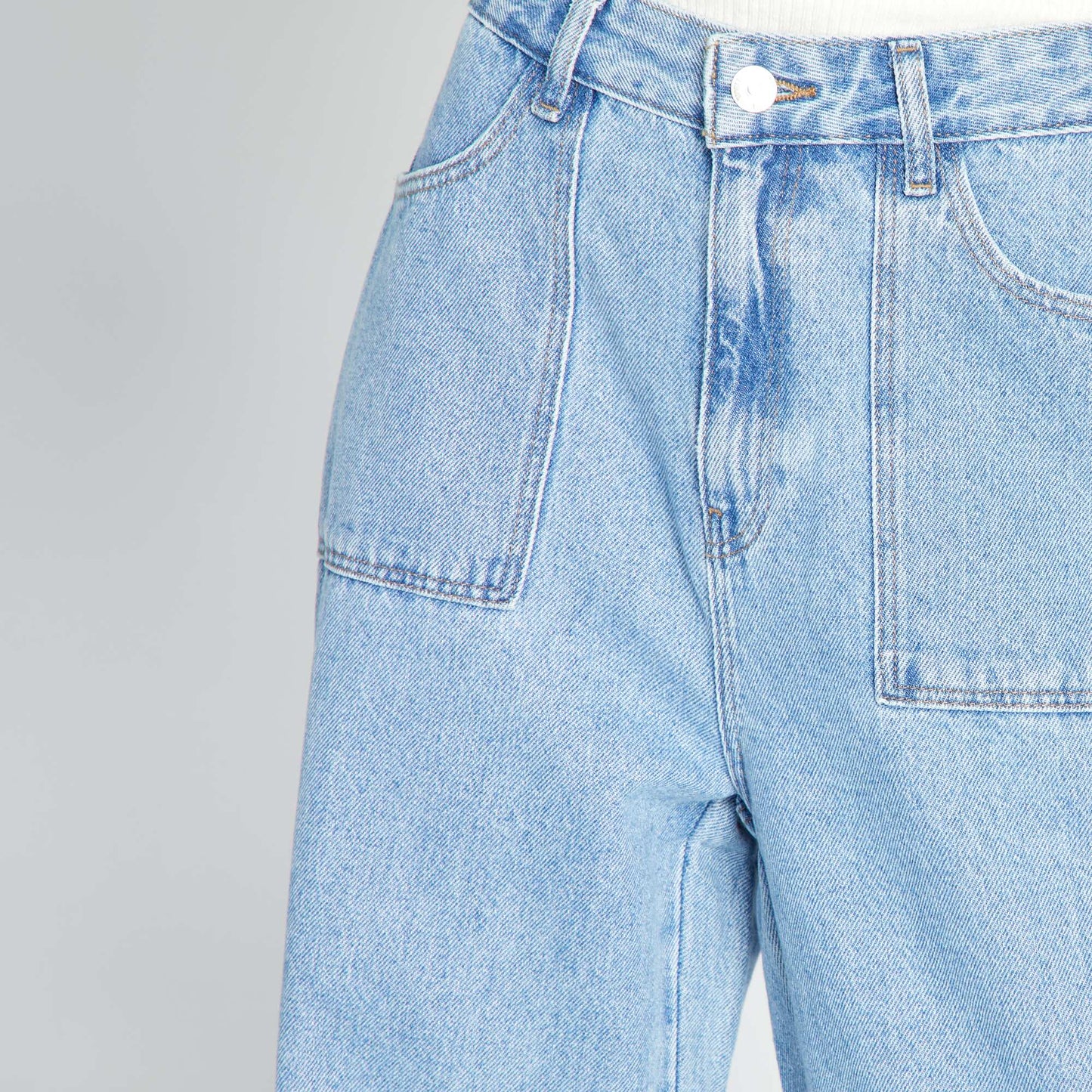 Pantalon wide leg avec poches plaquées Bleu