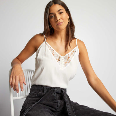 Top à fines bretelles Blanc