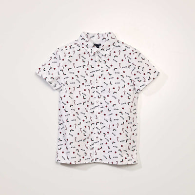 Chemise 'Noël' à manches courtes Blanc