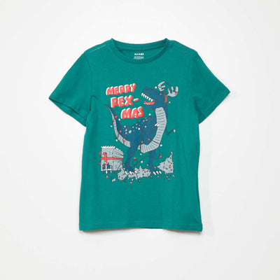 T-shirt en jersey 'Noël' Vert