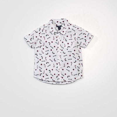 Chemise en popeline imprimé 'noël' Blanc