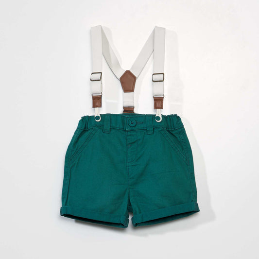 Short en chino avec bretelles amovibles Vert