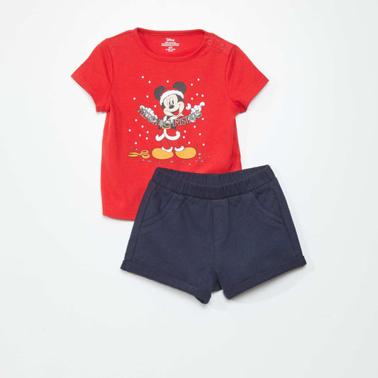 Ensemble t-shirt + short  'Mickey' - 2 pièces Rouge/bleu