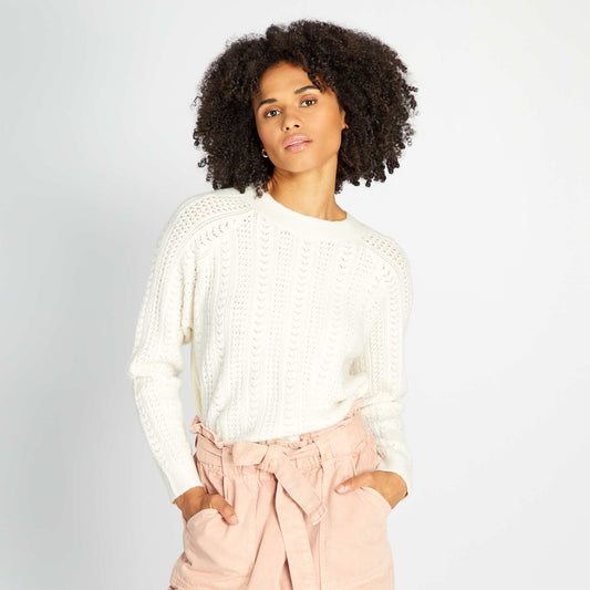 Pull en maille ajourée Blanc