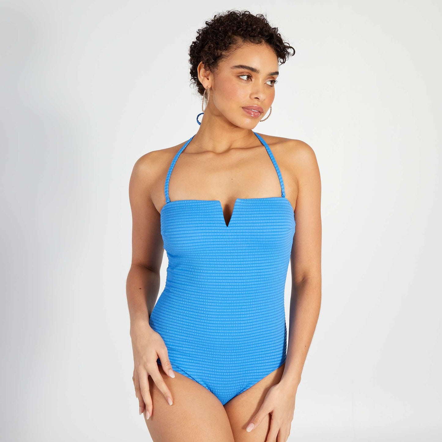 Maillot de bain 1 pièce texturé Bleu