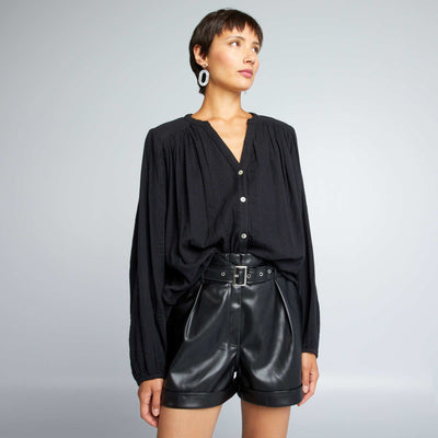 Chemisier en double gaze de coton noir