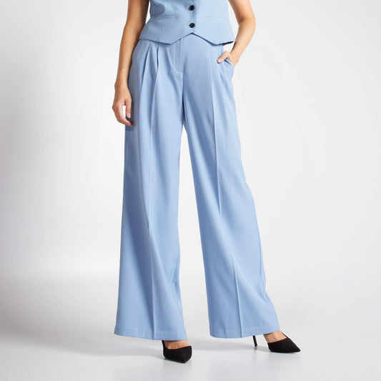 Pantalon wide leg à taille haute Bleu