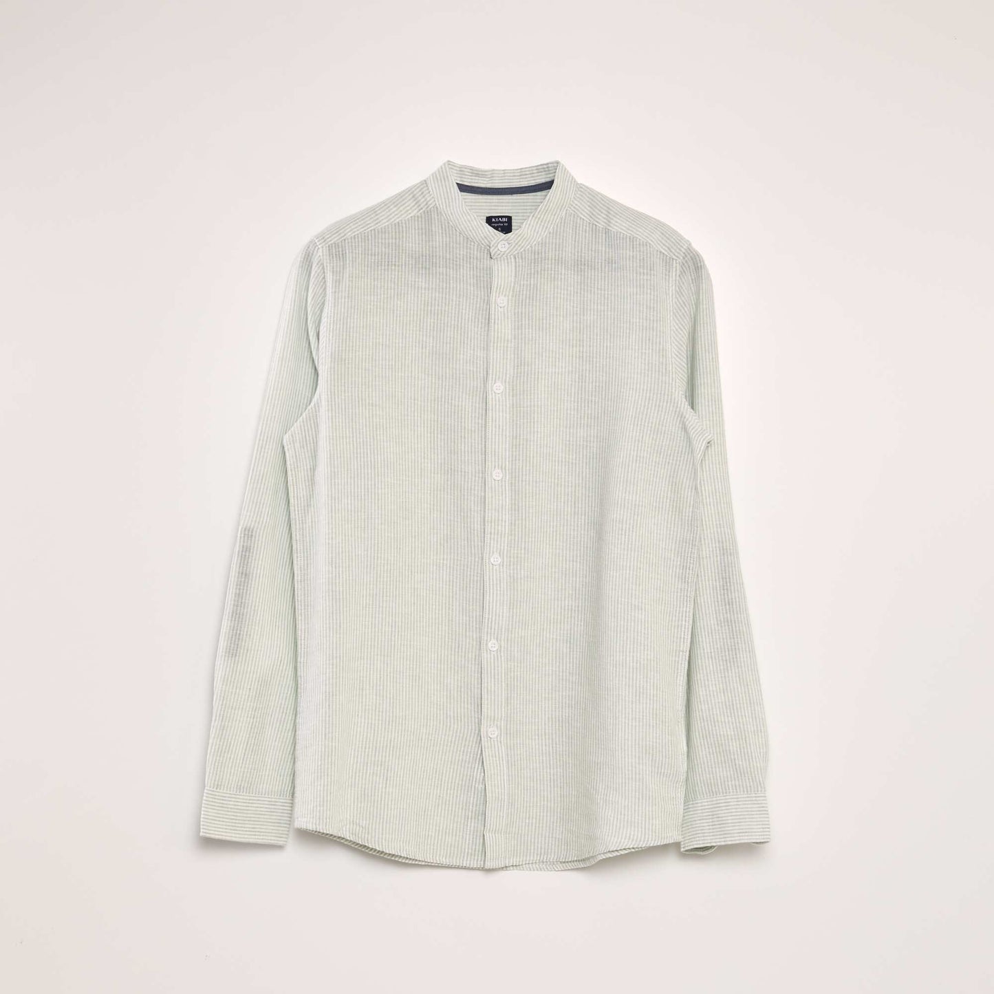 Chemise à manches longues avec lin Vert/blanc