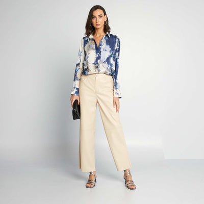 Blouse fluide à manches longues Bleu