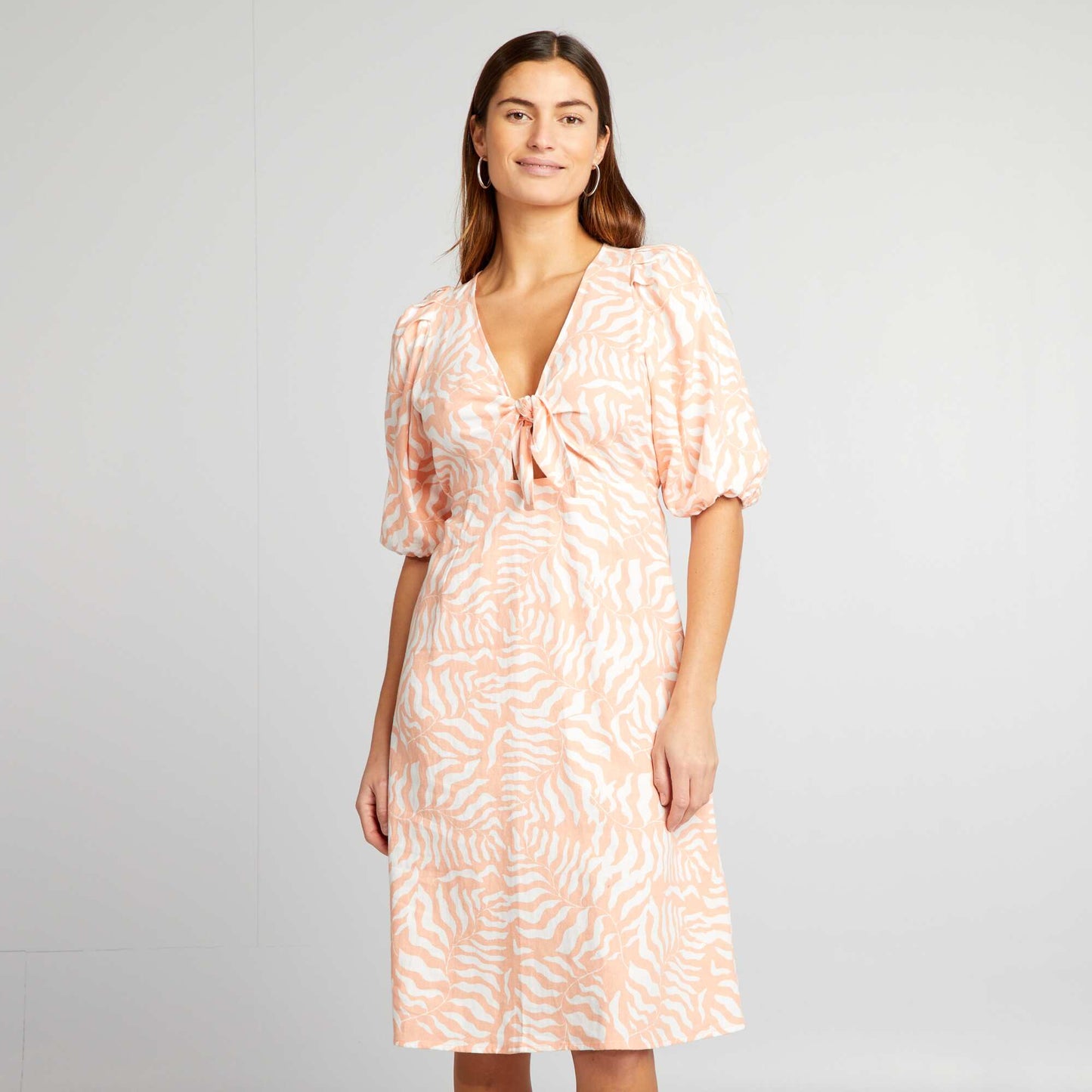 Robe genoux avec nœud fantaisie Orange