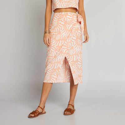 Jupe portefeuille avec noeud Orange/blanc