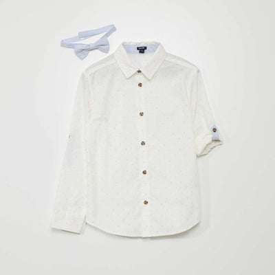 Chemise en popeline avec noeud papillon Blanc