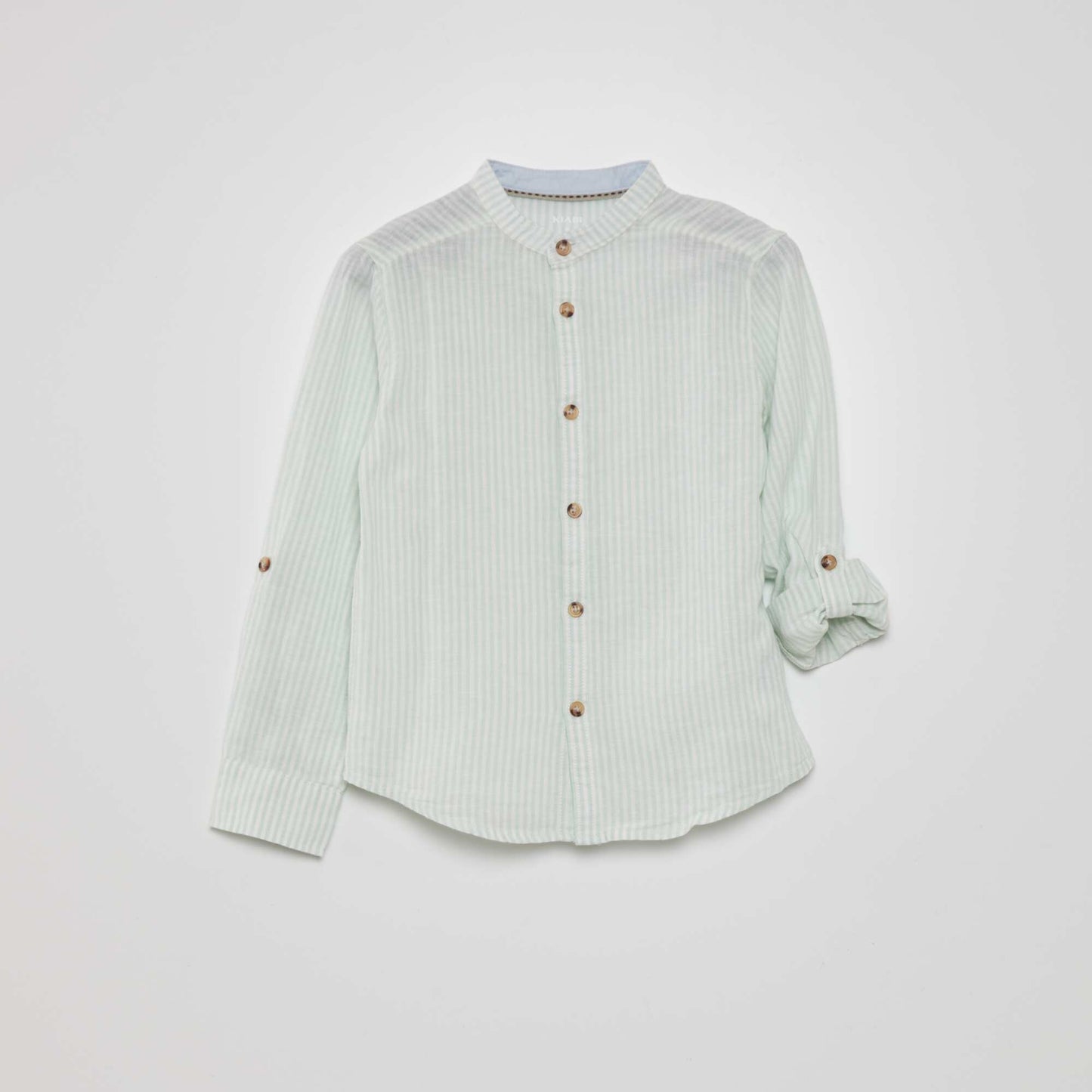 Chemise rayée en lin Vert