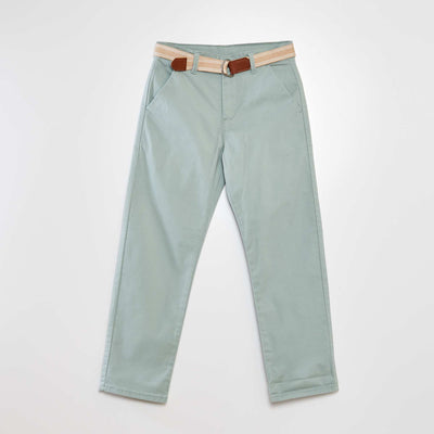 Pantalon en twill avec ceinture Vert
