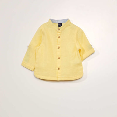 Chemise unie en lin Jaune
