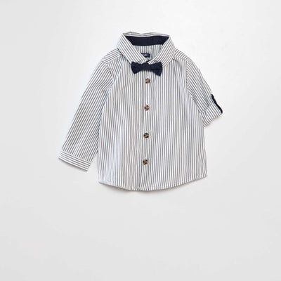 Chemise rayée avec noeud papillon Blanc rayée