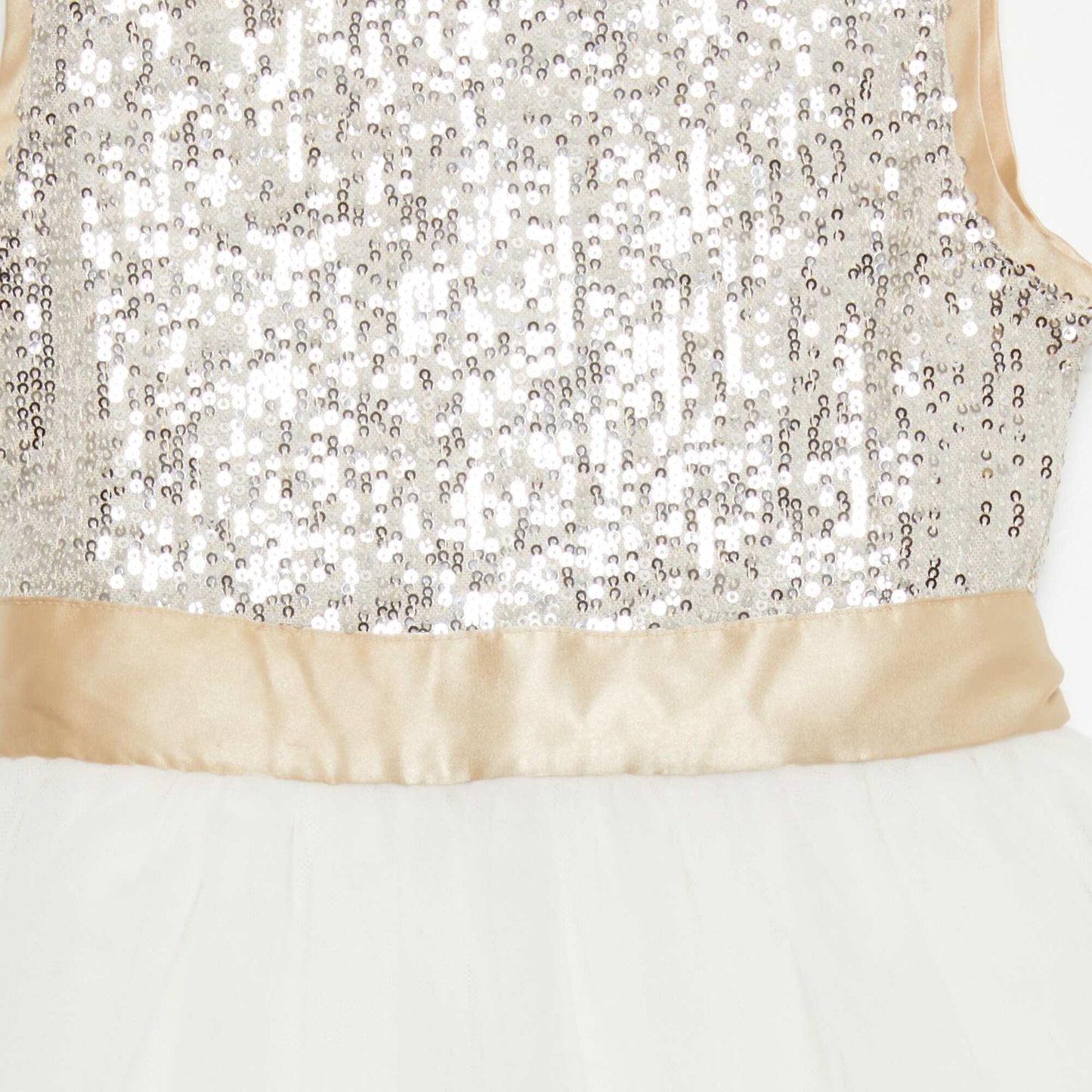 Robe évasée à sequins et tulle Blanc/doré