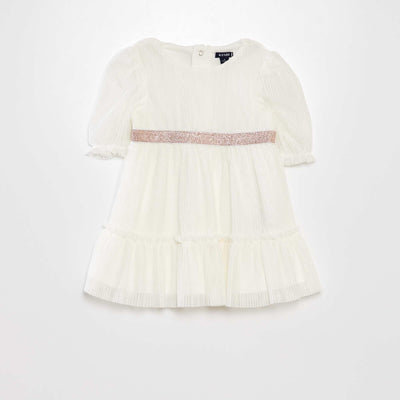 Robe ballon en tulle plissée blanc