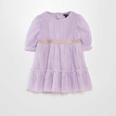 Robe ballon en tulle plissée Violet