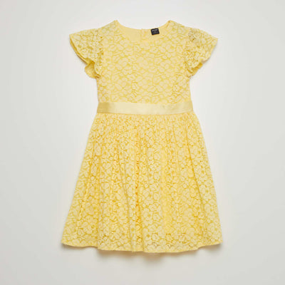 Robe de cérémonie en dentelle Jaune