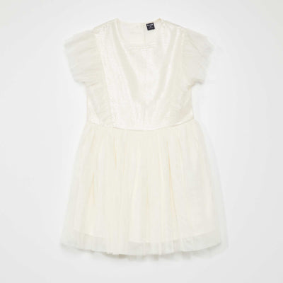 Robe de cérémonie mi-longue à sequins blanc
