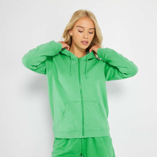 Sweat zippé à capuche Vert