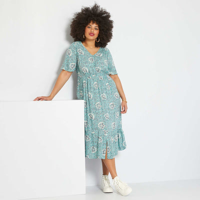 Robe longue impirmée Vert