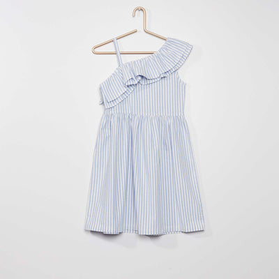 Robe rayée avec col asymétrique Bleu