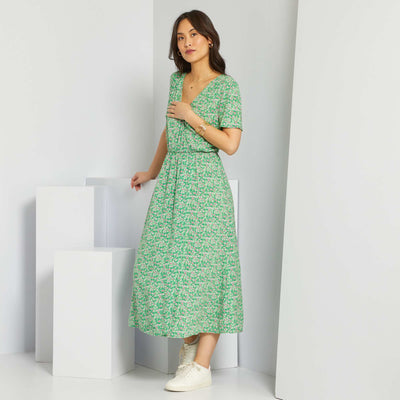 Robe midi fleurie Vert