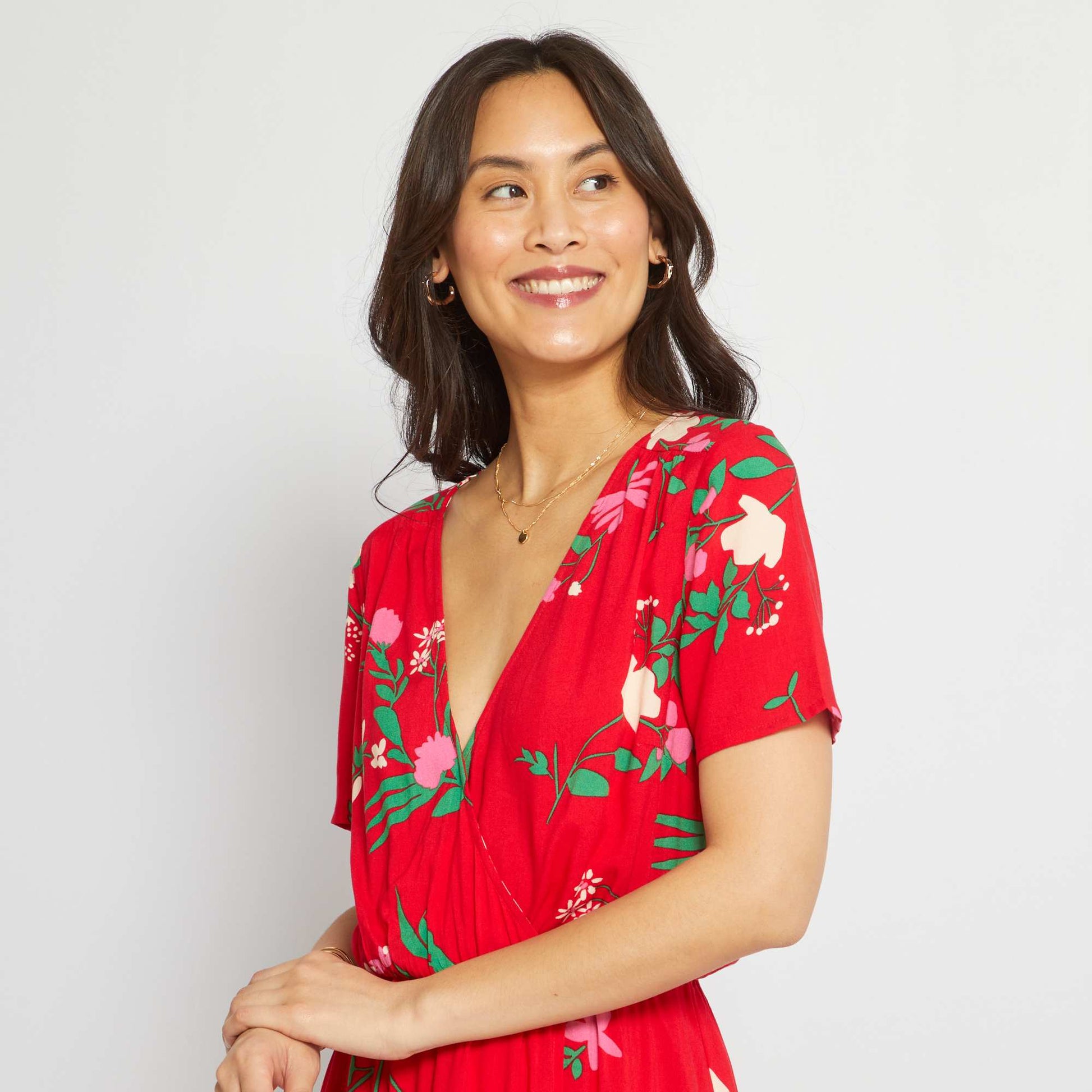 Robe midi fleurie Rouge – Kiabi Afrique