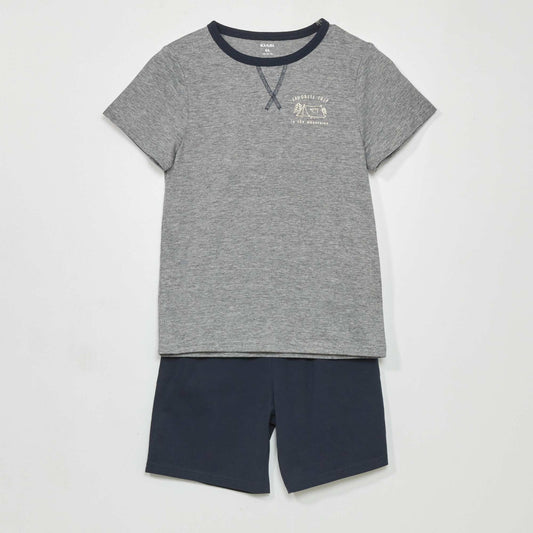 Pyjama court - imprimé minimaliste - 2 pièces Bleu marine