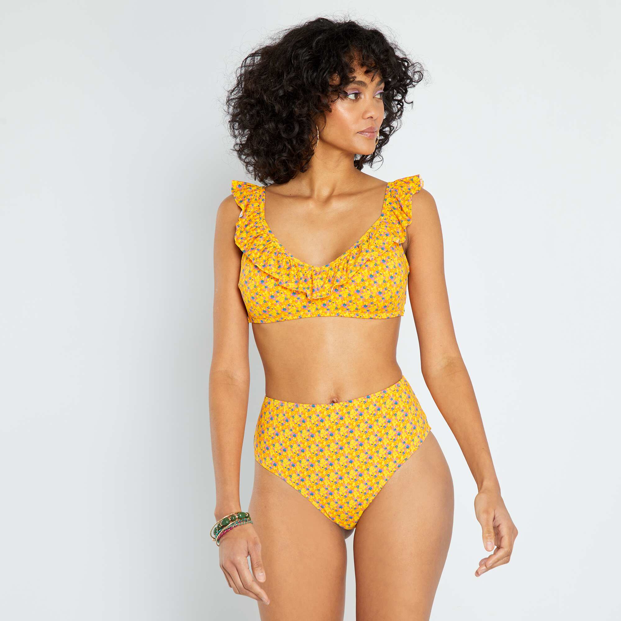 Maillot de bain discount jaune taille haute