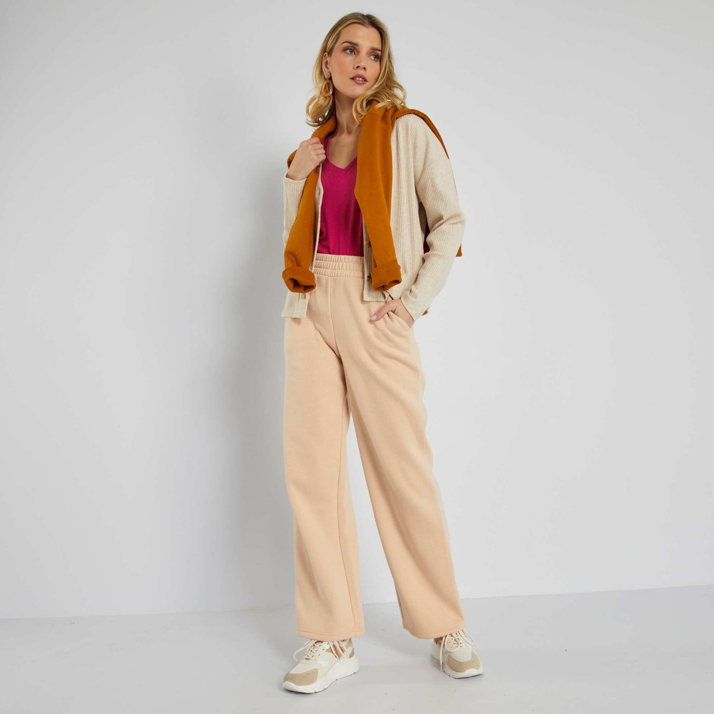 Pantalon de jogging wide leg Beige