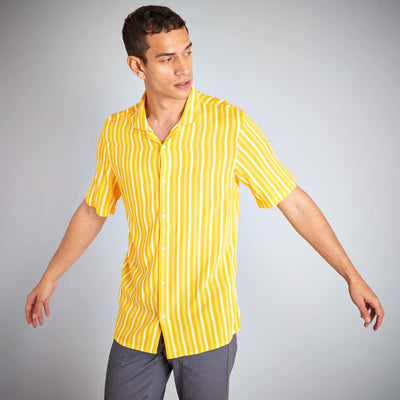 Chemise regular fluide et légère Jaune