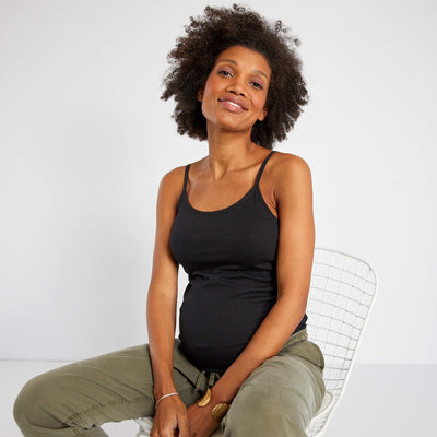 Débardeur grossesse avec fines bretelles ajustables noir