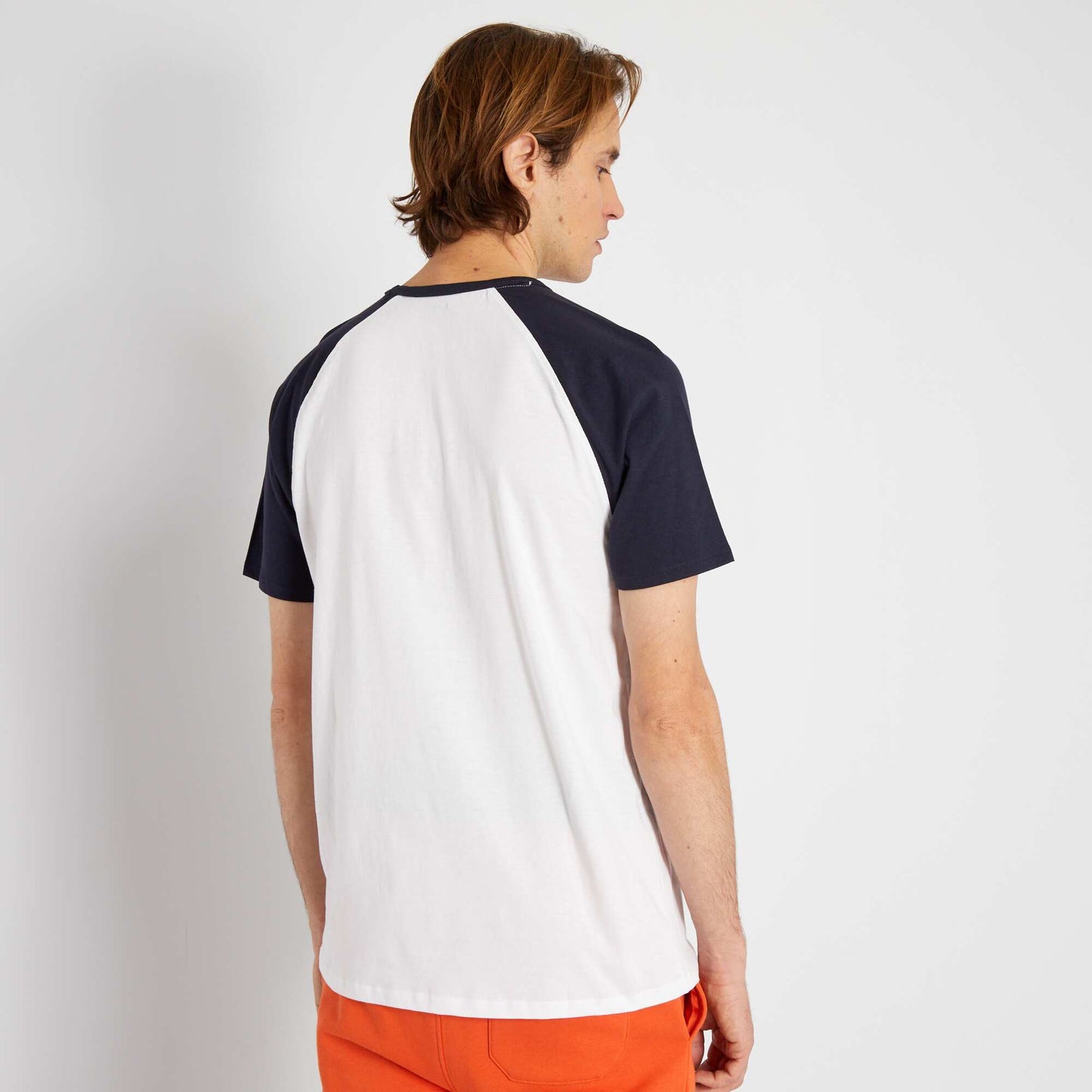 T-shirt en coton à manches courtes Blanc/bleu