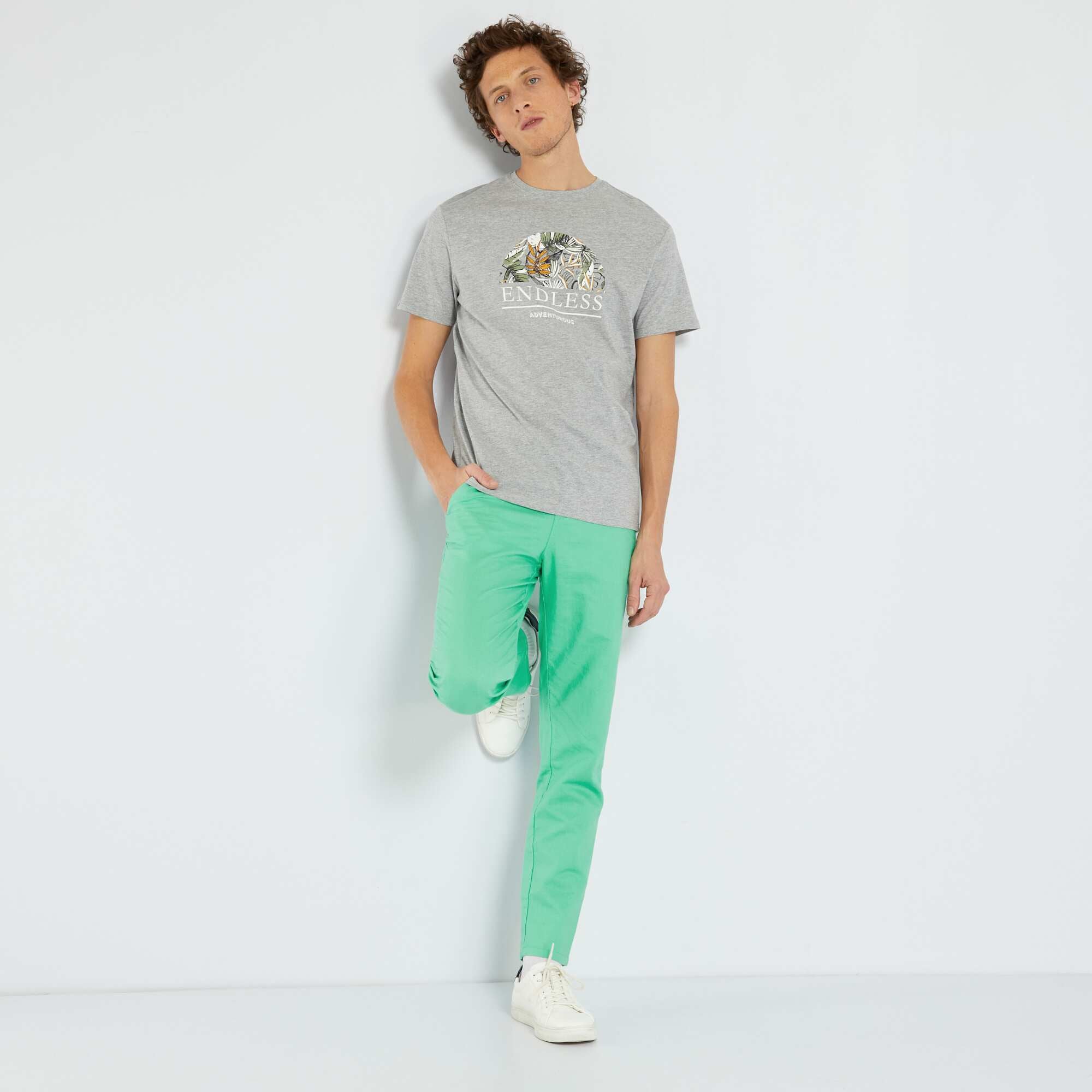 Pantalon chino en lin Vert Kiabi Afrique