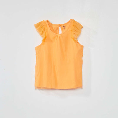 Débardeur en tulle orange abricot