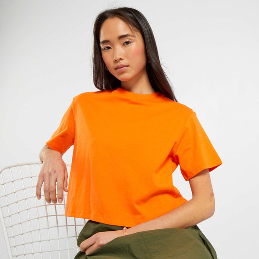 Crop-top en jersey uni Orange