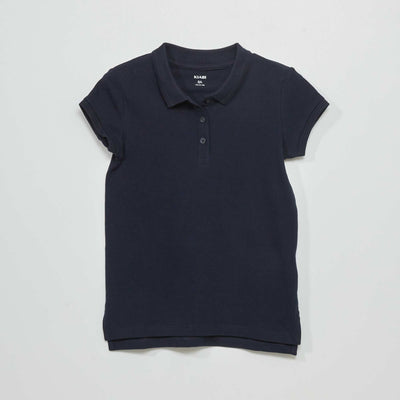 Polo en piqué de coton uni bleu marine