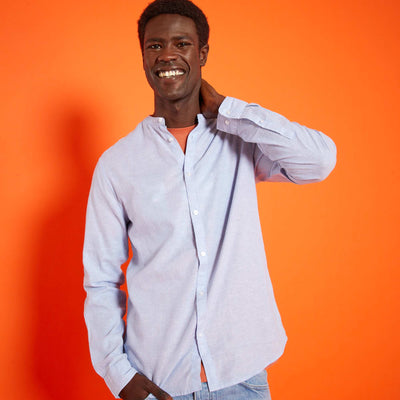 Chemise regular avec lin Bleu