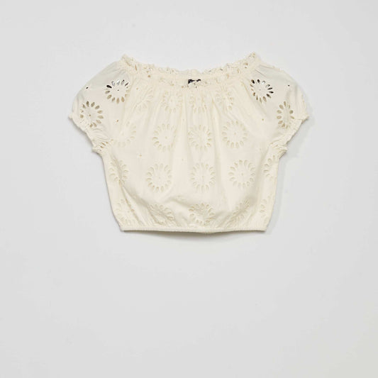 Blouse avec broderie anglaise Blanc