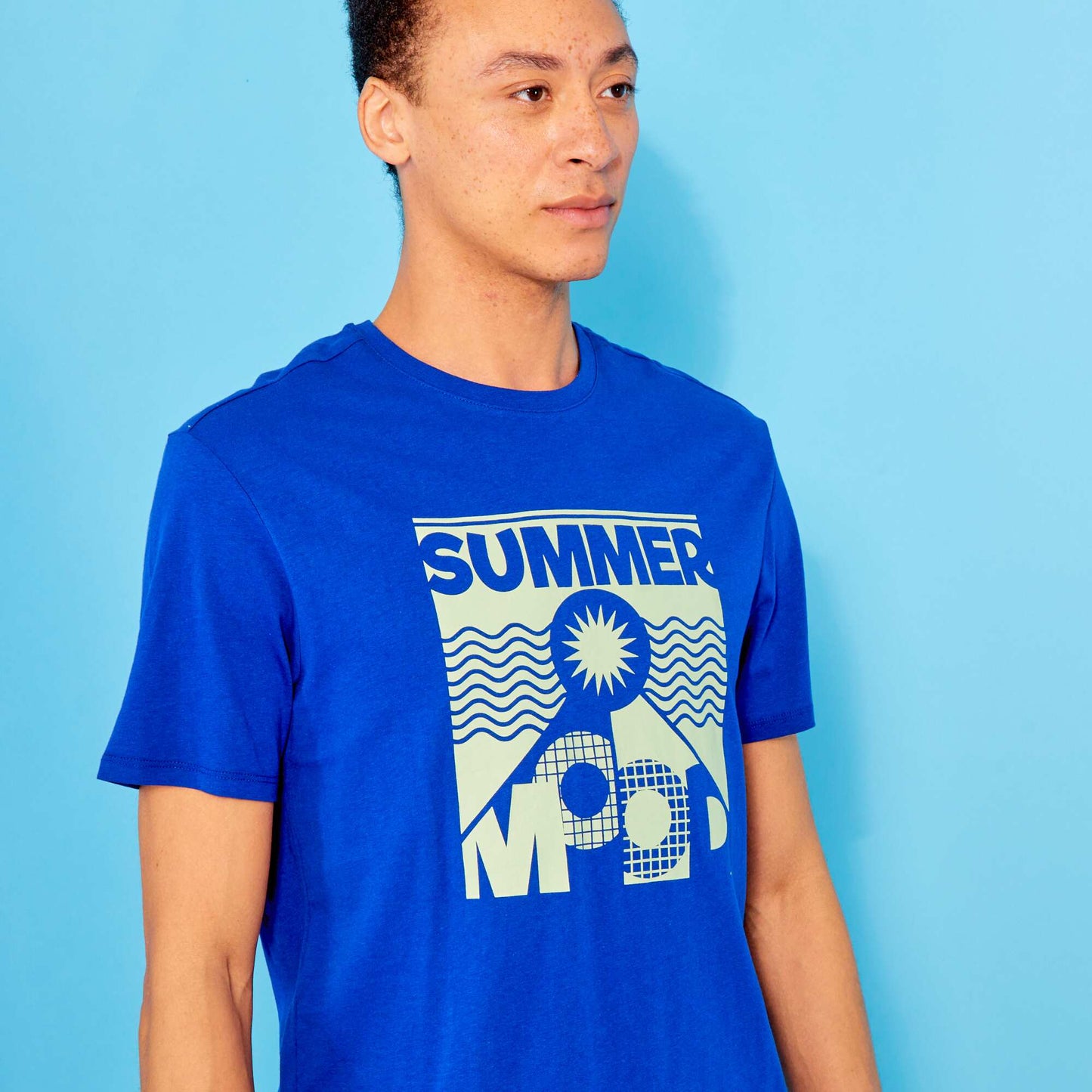 T-shirt en jersey avec imprimé Bleu