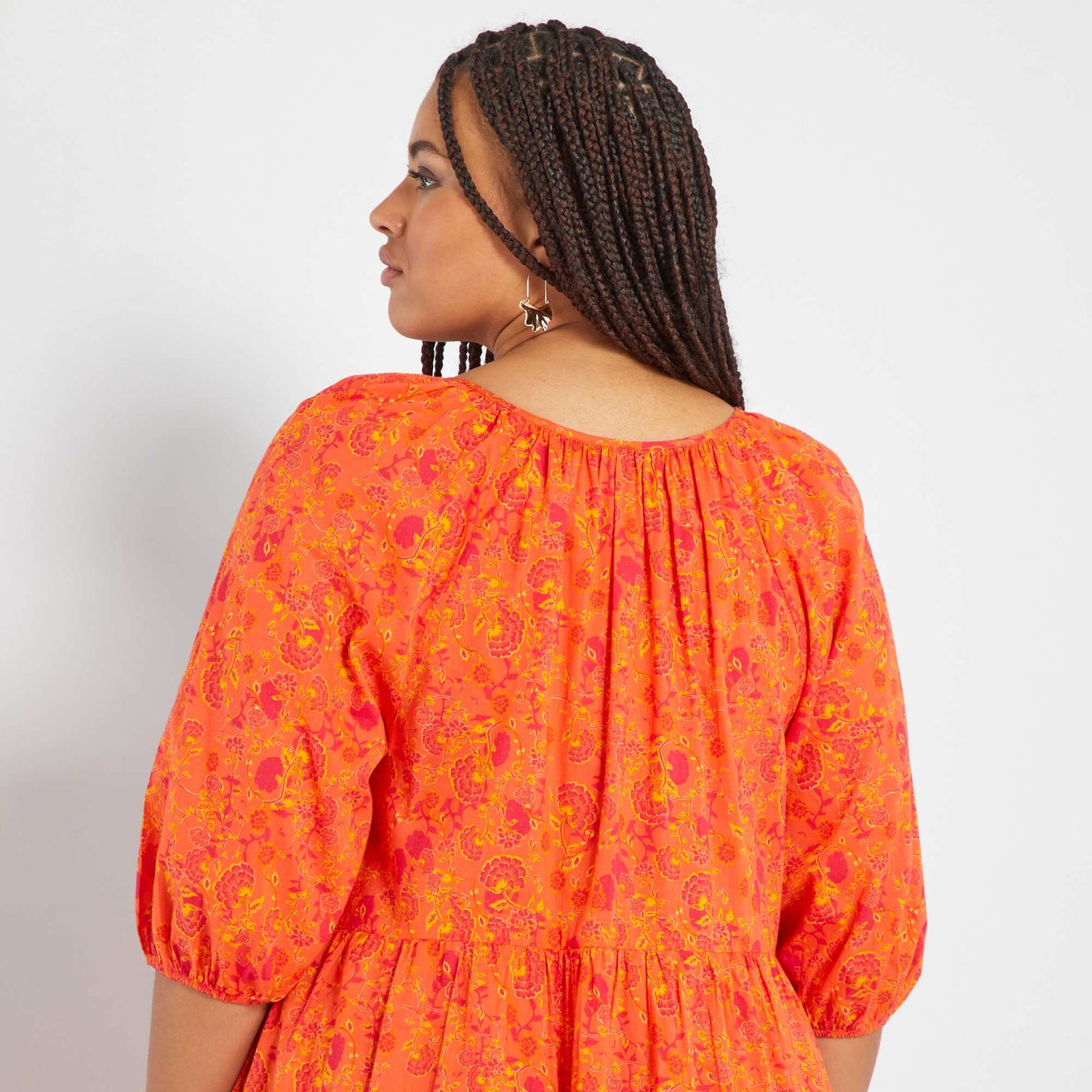 Robe longue 'fleurie' Orange