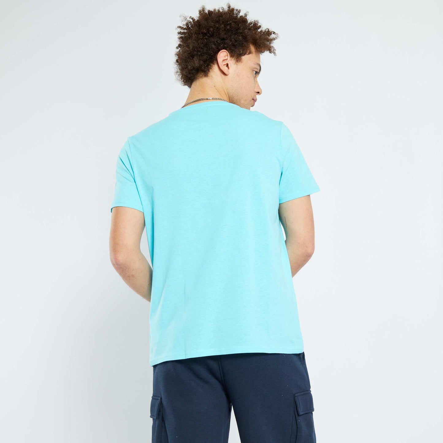 T-shirt en jersey uni bleu turquoise